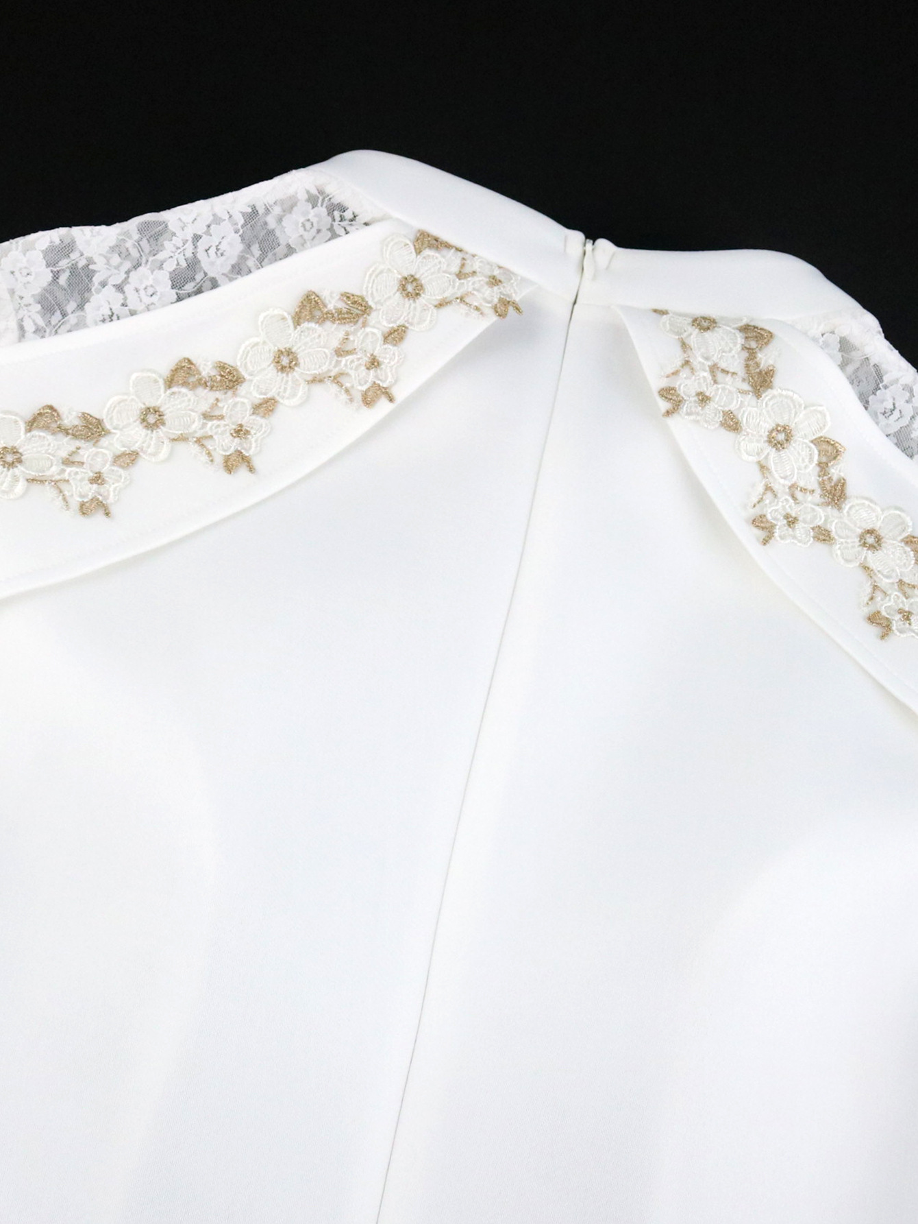 Abito in pizzo floreale da donna, temperamento elegante, piccolo colletto alto, gonna lunga fino alla vita, vestito_voghion.com