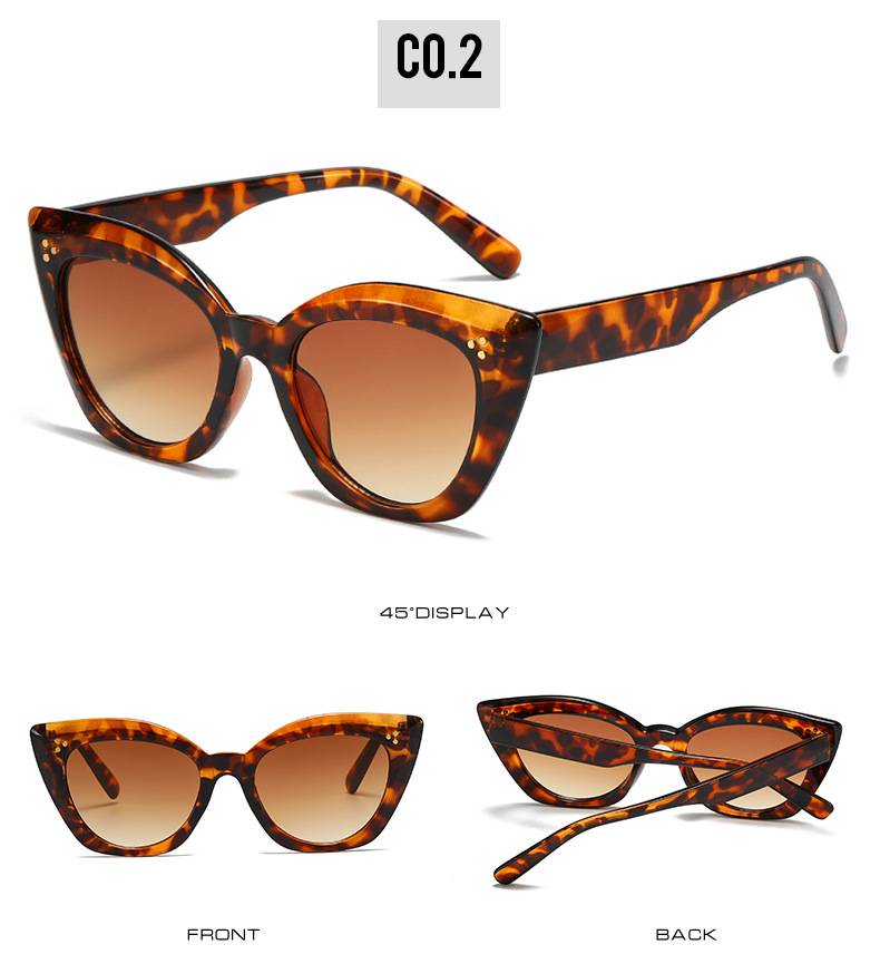Retro cat-eye solglasögon för damer med nitar avant-garde_voghion.com