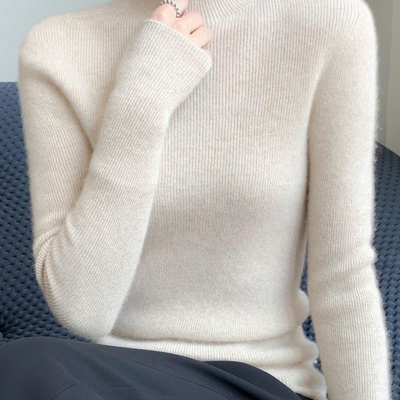 厂家直销外穿毛衣女秋冬新款半高领针织衫修身内搭长袖上衣百搭洋