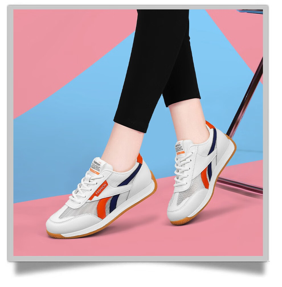 Giày thể thao nữ Dunhu dáng sneaker lưới thoáng khí, phối trắng học sinh xuân hè — Trắng cam 58369-1, 58369 Trắng xám Xuân Thu, Màu xám trắng 58369-1, 58369 Trắng cam Xuân Thu chi tiết 6