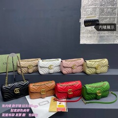 ダブルGバッグレディースバッググッチクラシックスモールフレグランススタイル菱形刺繍チェーンバッグハイエンドファッションショルダークロスボディバッグ