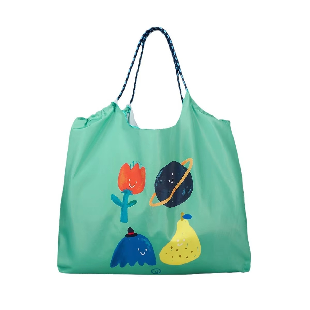 日本球链彩绘拉绳手提包数字印刷单肩时尚购物袋可选拉绳设计定制