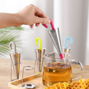 Creative 304 Stainless Steel Umbrella Tea Strainer Silicone Tea Infuser Teapot Residue Separator Tea Leaf Filter Tea Strainer
