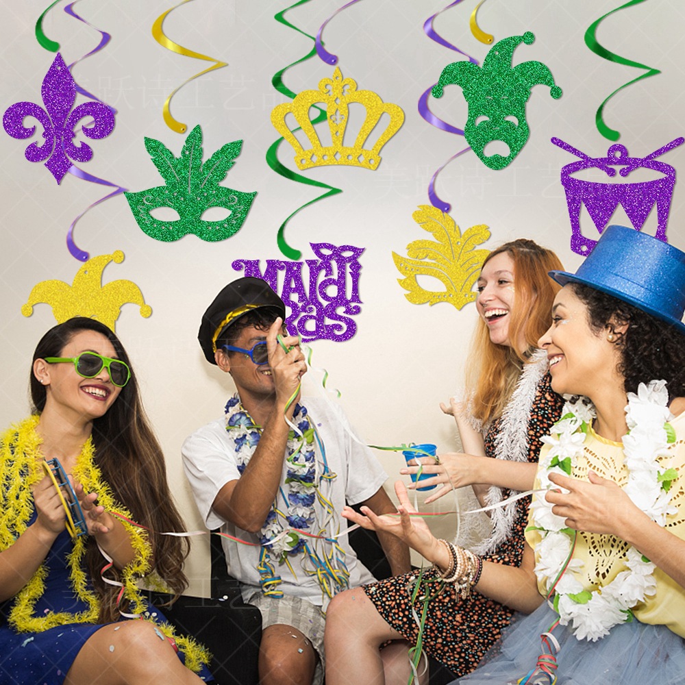 Carnaval transfronterizo fiesta decoración espiral colgando adornos Mardi Gras máscara bola espiral colgando adornos