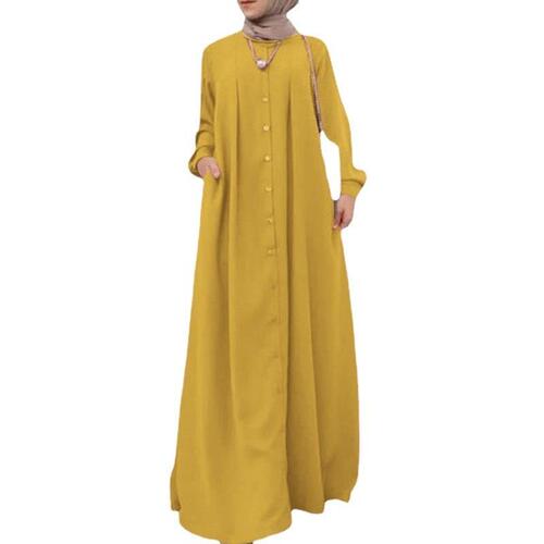 Malaysian ethnic style Saudi single-breasted robe loose Dubai robe women's Dubai robe dresses