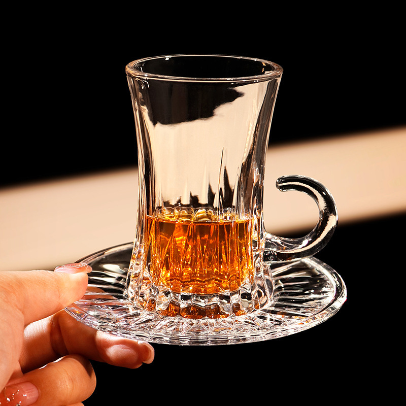 Creative Turkish Coffee Cup and Saucer Hot Drink Tea Cup European Glass Gourd Cup Compact Black Tea Cup Male Cup