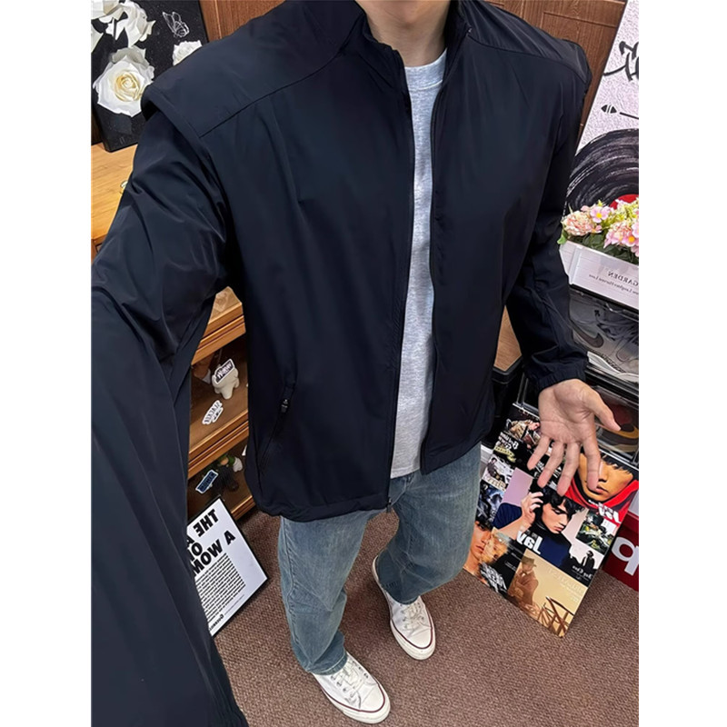 American Stand-Up Collar Sports Outdoor Men's Jacket Spring and Autumn Thin Long-Sleeved Functional Jacket Casual Solid Color Top