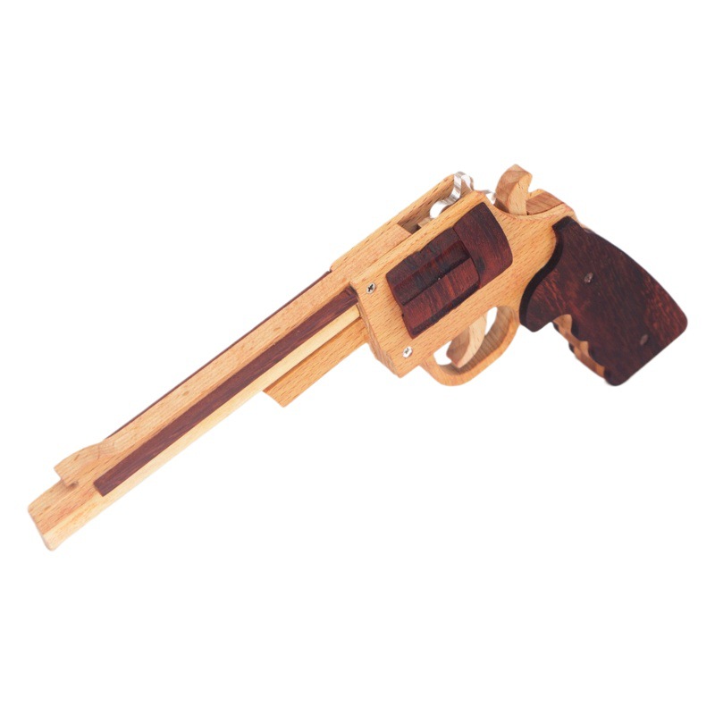 Colt left wheel wooden rubber band gun solid wood DIY toy gun model material package wood workshop handmade workshop maker
