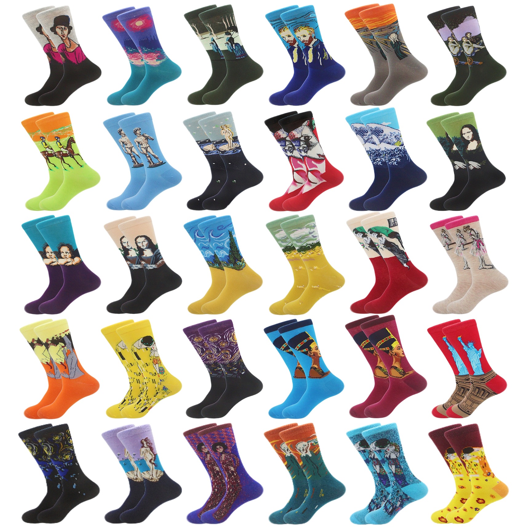 Calcetines de otoño e invierno para hombre nuevos calcetines artísticos personalizados retro mundialmente famosos serie de pintura para hombre calcetines de pintura al óleo fábrica directa al por mayor