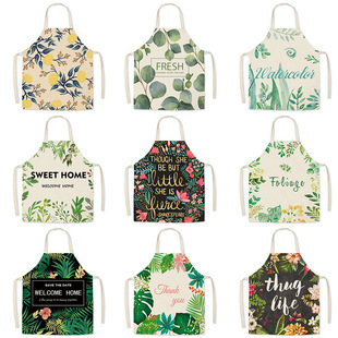 ins green leaf apron Kitchen Apron cooking overalls linen apron adult children apron custom