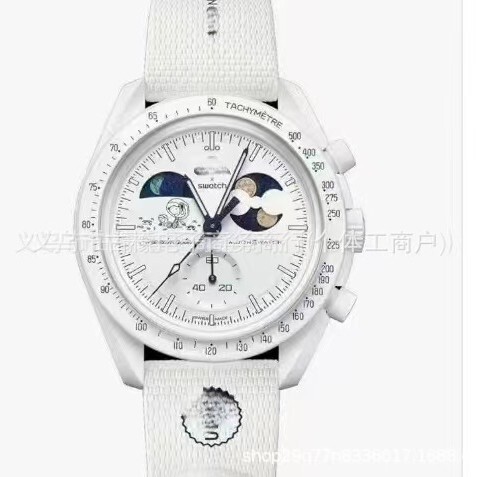 European and American Co-Branded Swatc Quartz Waterproof Chronograph Watch, Ins-Style Micro-Business Dropshipping Wristwatch with Large Dial