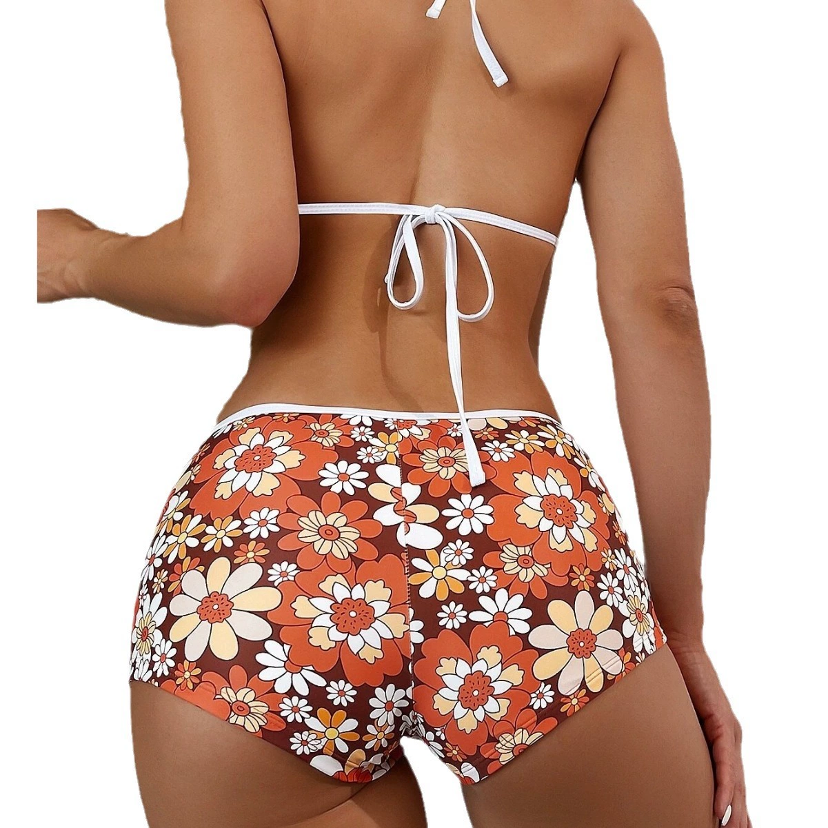Sexy split beach swimwear, 2023, European style, floral print