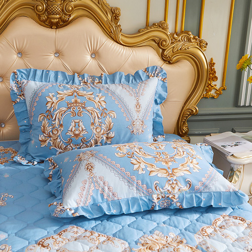 Cross-border lace bed skirt Korean-style floral edge quilted cotton thick bed cover fine silk velvet stitched dustproof bed cover wholesale