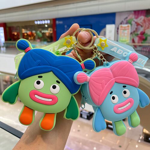 Ugly Cute Girl Silicone Zero Wallet Cute Key Chain Children Mini Wallet School Bag Hook Ornament Small Gift Wholesale