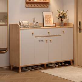 实木鞋柜家用门口入户2025新款玄关收纳柜一体靠墙楼道电梯口鞋架