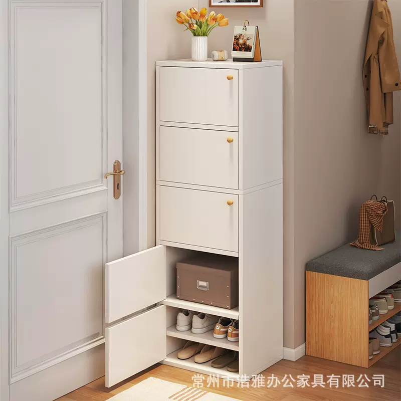 实木鞋柜家用门口多层收纳柜简约大容量窄缝储物柜窄缝玄关柜子