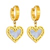 Retro advanced golden white pendant stainless steel heart shaped, earrings, European style, high-quality style