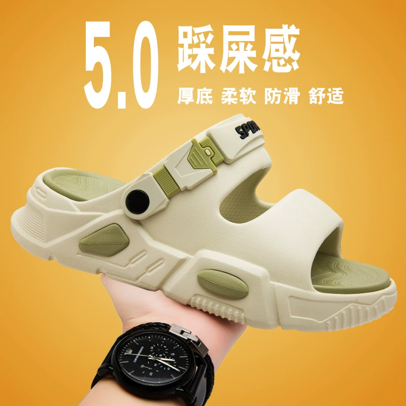2025 новые летние противоскользящие и износостойкие спортивные шлепанцы двойного назначения для вождения, повседневные легкие пляжные тапочки для мужчин
