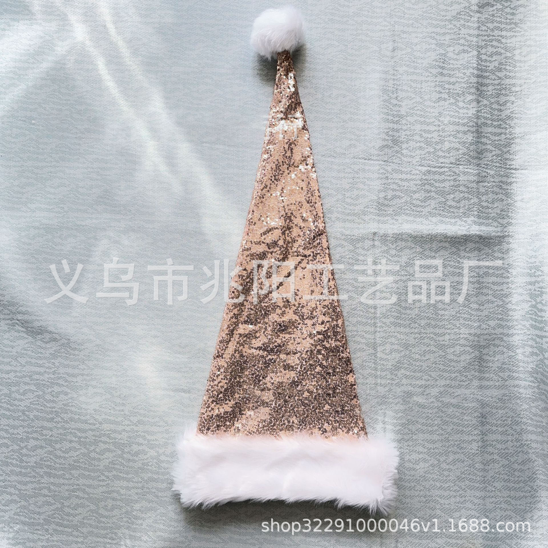 24 nuevos sombreros de Navidad largos transfronterizos 75 cm adultos sombreros de Navidad de color champaña sequillas decoraciones de Navidad