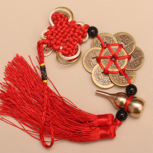 Manufacturer wholesale Wu Di coin pendant, Wu Di money eight smooth plum money mouth opening copper gourd door hanging ornament decoration