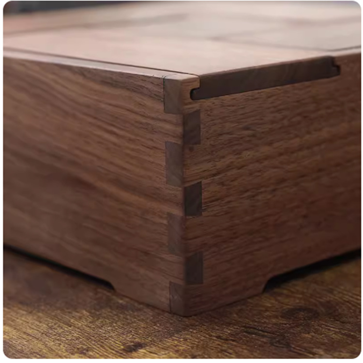 Nogal negro Nuevo estilo chino Jiugongge plato de fruta caja de dulces multifuncional creativa sala de estar de madera maciza plato de nuez caja de fruta seca comida