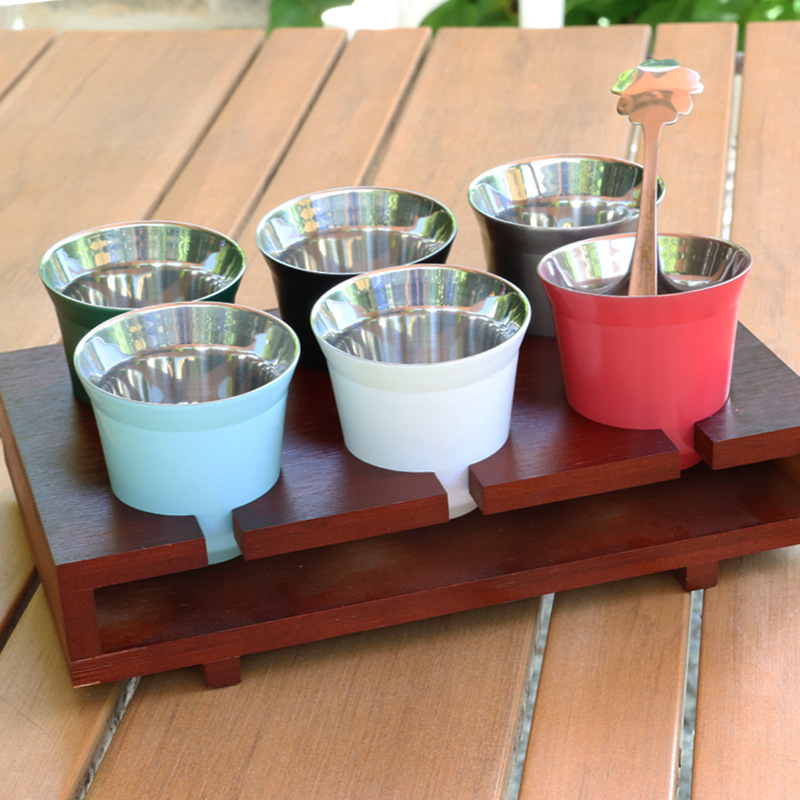 Copa de vino de acero inoxidable de doble capa Taza aislada taza de café pequeña copa de vino pequeña capacidad taza de té portátil en stock Taza para niños