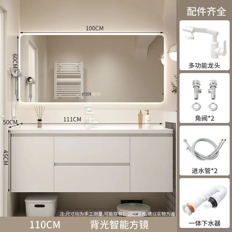 浴室キャビネット セラミック一体型洗面器 浴室洗面台 カウンタートップ一体型洗面台 キャビネット組み合わせ洗面台 浴室|undefined
