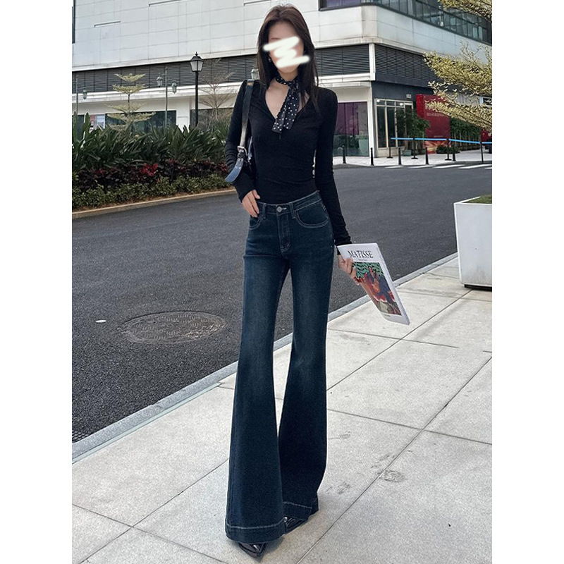 Sending Belt Slave Jeans Women's Spring and Autumn 2025 New Pants Slimming Leg Long Horn Horseshoe Trousers