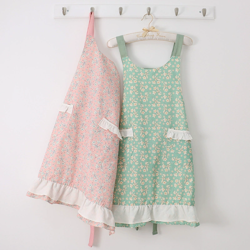 Новый летний фартук без рукавов с цветочным принтом и складками по дому, Кухонный Фартук для приготовления пищи, противообрастающий, масляный фартук в наличии