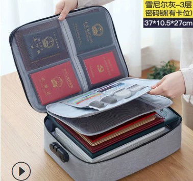Document organizer bag, oxford cloth, multi‑layer or lockable, card & passport holder