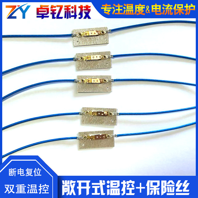 敞开式温控器云母板温控器大型暖风机组件热保护器编织硅胶线