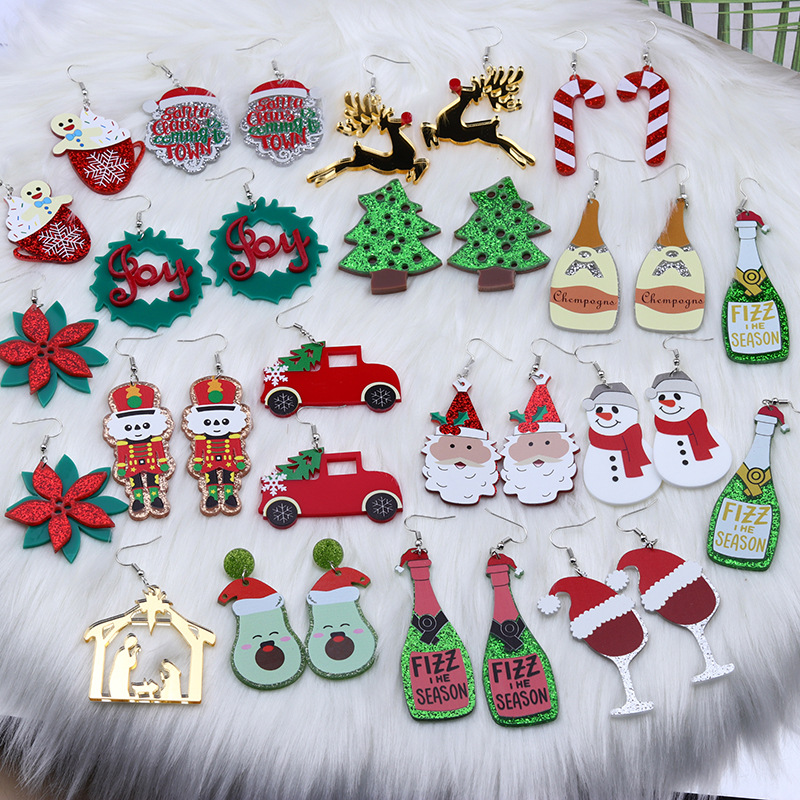 Simple Style Christmas Tree Santa Claus Arylic Stoving Varnish Women's Earrings 1 Pair display picture 21