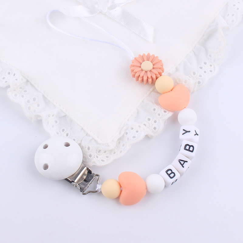 Nuevo bebé suministros chupete cadena creativa bebé dibujos animados Margarita silicona mordedor mordedura-prueba cadena