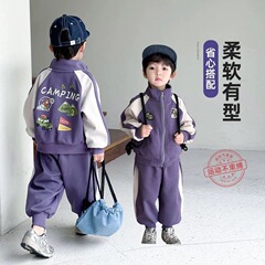 子供の春の服の男の子のスーツの春と秋の2025の新型のスポーツの男の子の春のスポーツウェアの2つのセットは格好いいです。