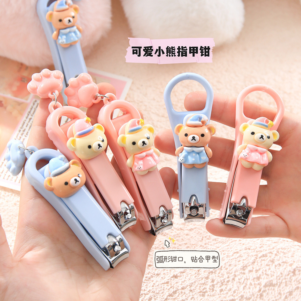 Cute Cartoon Girly Heart Bear Nail Clipper Portable Creative Children's Nail Cutter Home Use Handheld Nail Scissors