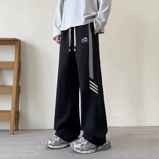 春秋季休闲长裤子男孩初中高中学生运动裤青少年大童阔腿直筒卫裤