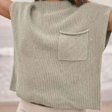 2024跨境亚马逊独立站春季新款百搭时尚圆领套头毛衣无袖宽松针织