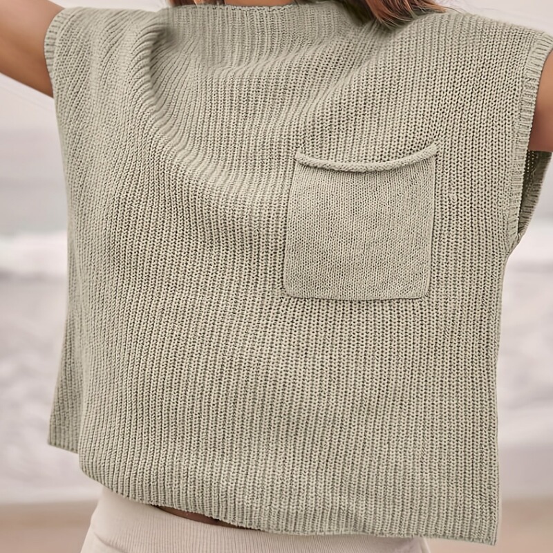 2024 cross-border Amazon independent station spring new Joker fashion round neck pullover sleeveless loose knit