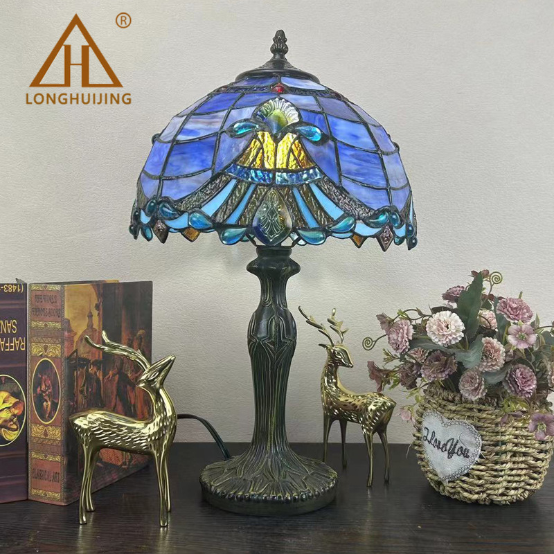 Huijing Tiffany European classic Baroque style 12-inch study bar atmosphere table lamp purple exquisite lamp