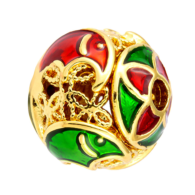 Antiguo método oro goteando aceite azul quemado colgante cuentas Dios de la riqueza atrapador de sueños flor cuentas de tambor accesorios de bricolaje joyería de transferencia