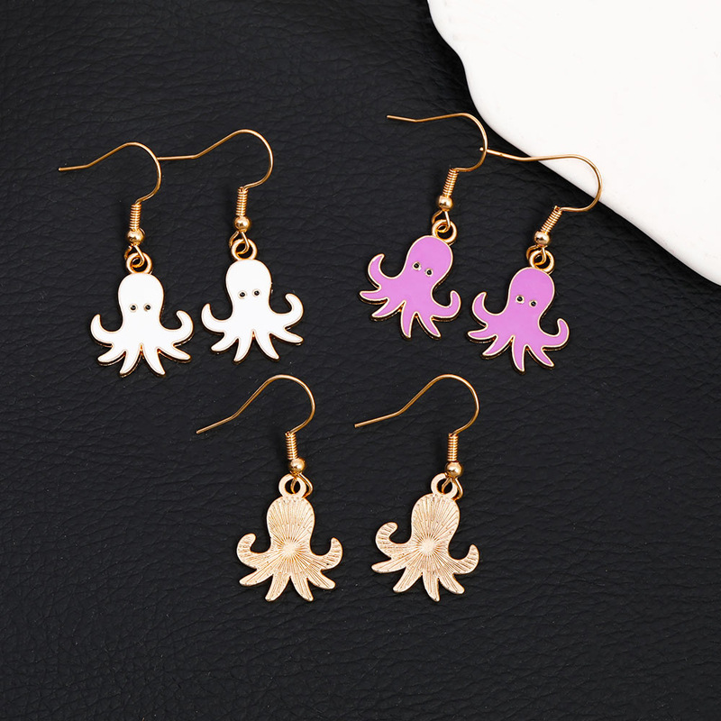 Cute Octopus Alloy Enamel Plating Women's Drop Earrings 1 Pair display picture 5