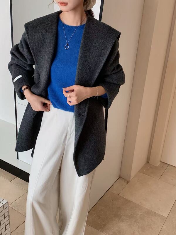 双面羊绒大衣女2025新款小个子高级感气质百搭大翻领羊毛呢子外套|undefined