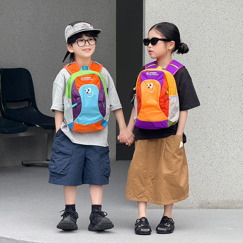 Caricatura encantadora mochila escolar de estilo contraste de color para niños y niñas viajar mochila de viaje de gran capacidad mochila infantil