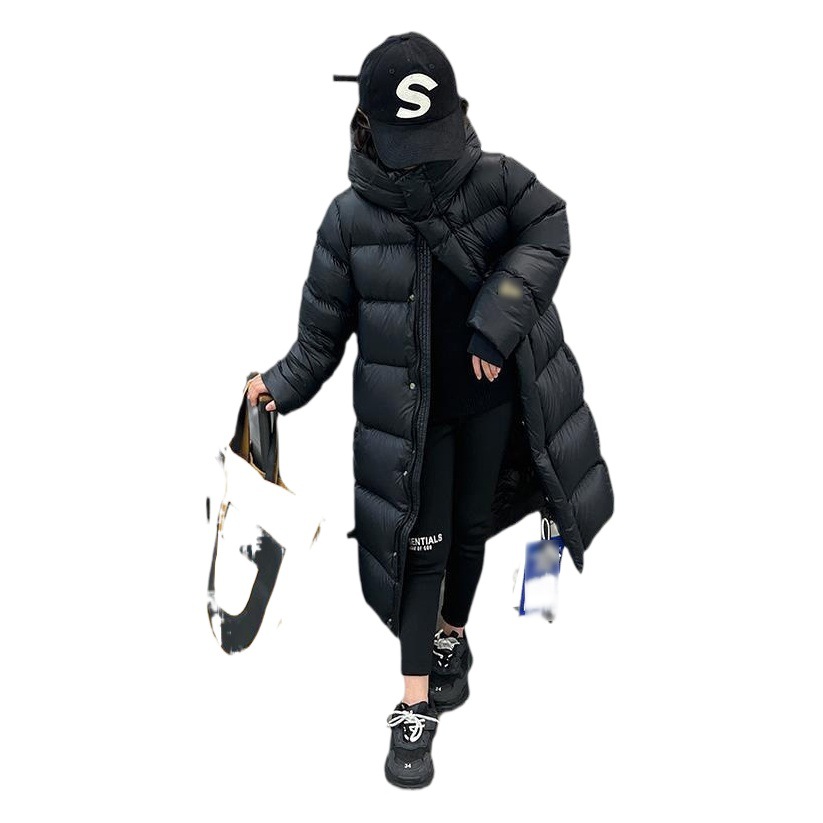 New Mid-Length Hooded down Jacket for Children, Gray Duck Down, Korean Style Children's Clothing, Cotton Jacket for Boys and Girls, Same Style