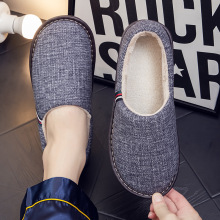 半包带跟秋冬季棉拖鞋男女中老年居家用室内外缝制底防滑家居保暖
