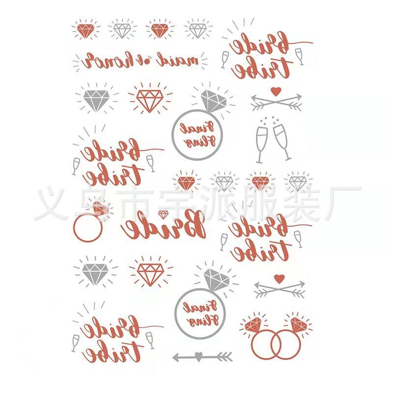 Brde to be bridal party bronzing printing tattoo sticker bachelor party wedding tribal water transfer sticker