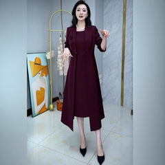 高端中长款风衣两件套连衣裙女2025年春秋新款阔太太洋气套装裙