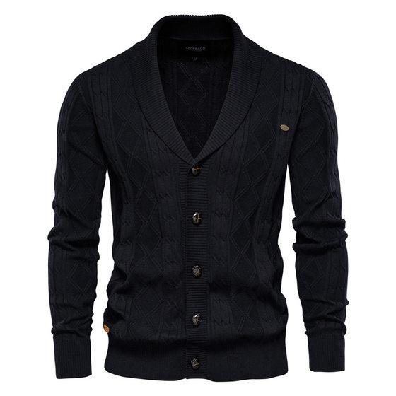 Cardigan Men's V-neck Long-sleeved Sweater Men's Foreign Trade Men's Thickened Sweater Trendy Men's Knitted Cardigan Jacket Japanese Style