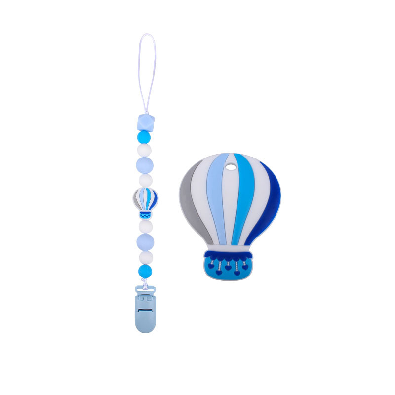 Bebé color de dibujos animados globo de aire caliente de silicona teether palo pezón anti-caída de la cadena de juguete teether traje
