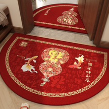 2025新半圆地毯红色开门垫厂家防滑耐脏蹭土垫入户门地垫圈绒脚垫